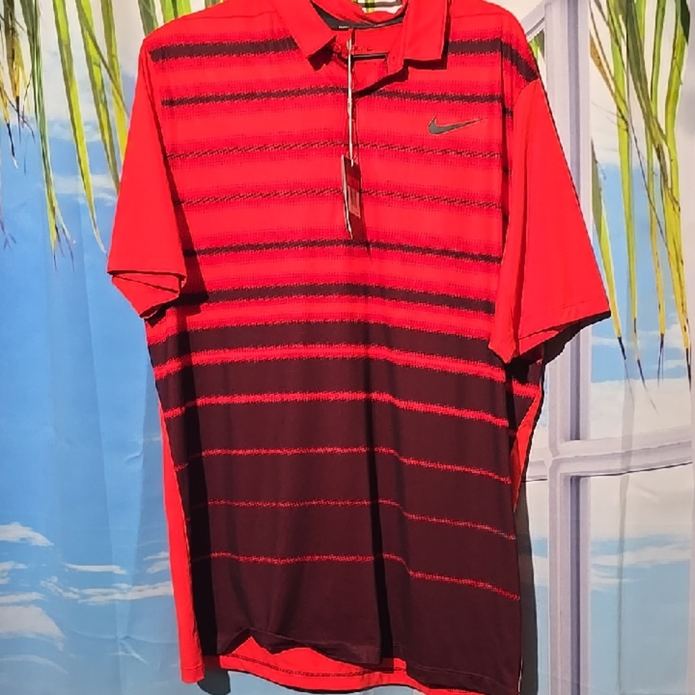 Nike Men's Red and Black Polo Shirt